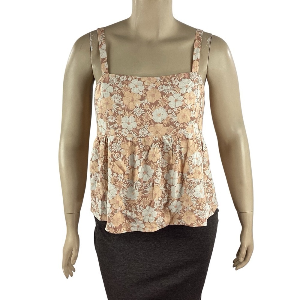 Gentle Fawn Hepburn Floral Peplum Tank Top Ginger Tropic Size 1X